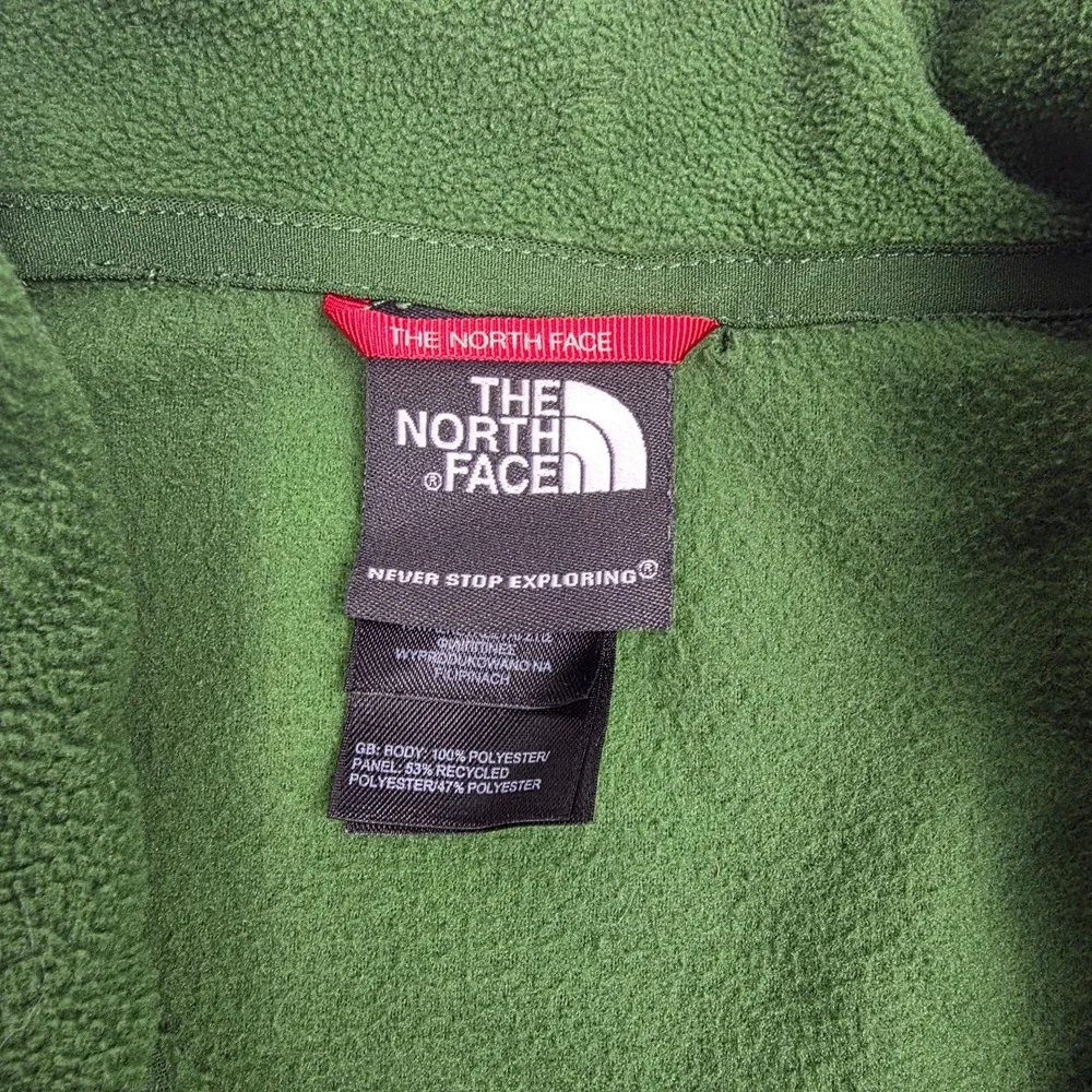 North Face Green Black Colorblock Fleece Pullover Jacket Full Zip‎ Mens Size XL